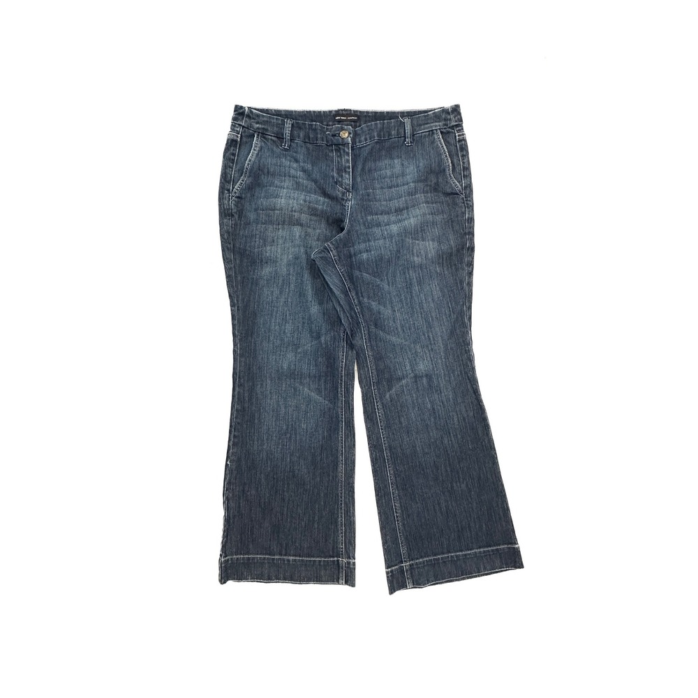 New York & Company Flare Jeans Womens 18 Petite Dark Wash Stretch Blue Denim